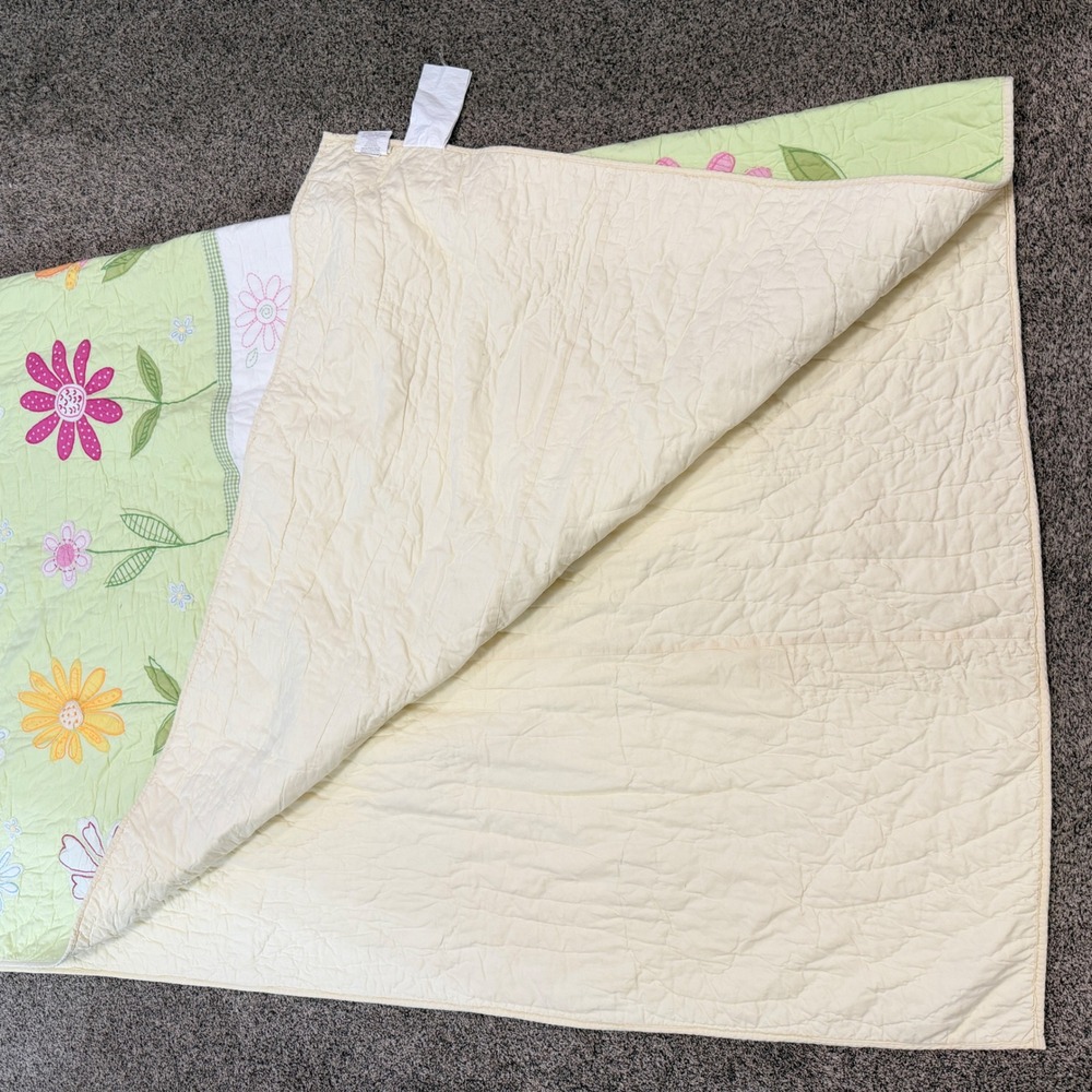 Pottery Barn Kids Floral Daisy Garden Quilt Comforter 2 Shams Full Queen 86 x 86 - Picture 4 of 11